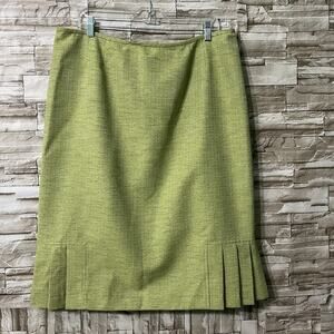 Vtg Evan Picone Skirt Womens Size 18 Green A-Line Lined Back Zip Dressy Career